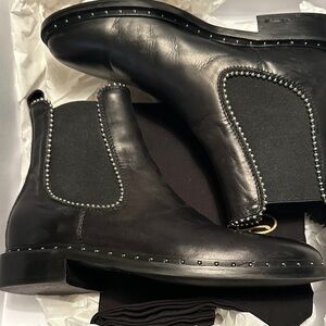 Black Studded Chelsea Ankle Boots - Women